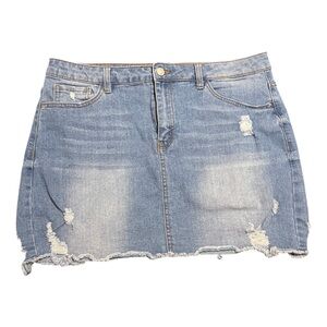 Angel Kiss Blue Distressed Pencil Skirt